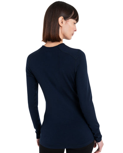 Midnight Navy Coloured Icebreaker Womens 260 Tech Crewe Thermal Top on white background 
