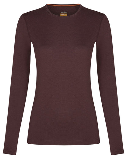 Java Coloured Icebreaker Womens Merino 200 Oasis Crewe Thermal Top on white background 
