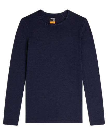 Midnight Navy Coloured Icebreaker Womens Merino 200 Oasis Crewe Thermal Top on white background 