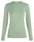 Sea Glass Coloured Icebreaker Womens Merino 200 Oasis Crewe Thermal Top on white background 