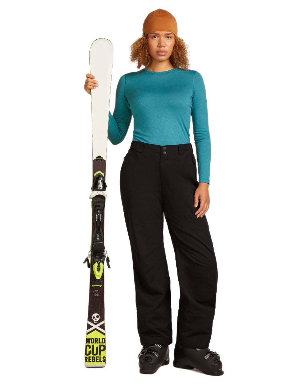 Topaz Coloured Icebreaker Womens Merino 200 Oasis Crewe Thermal Top on white background 