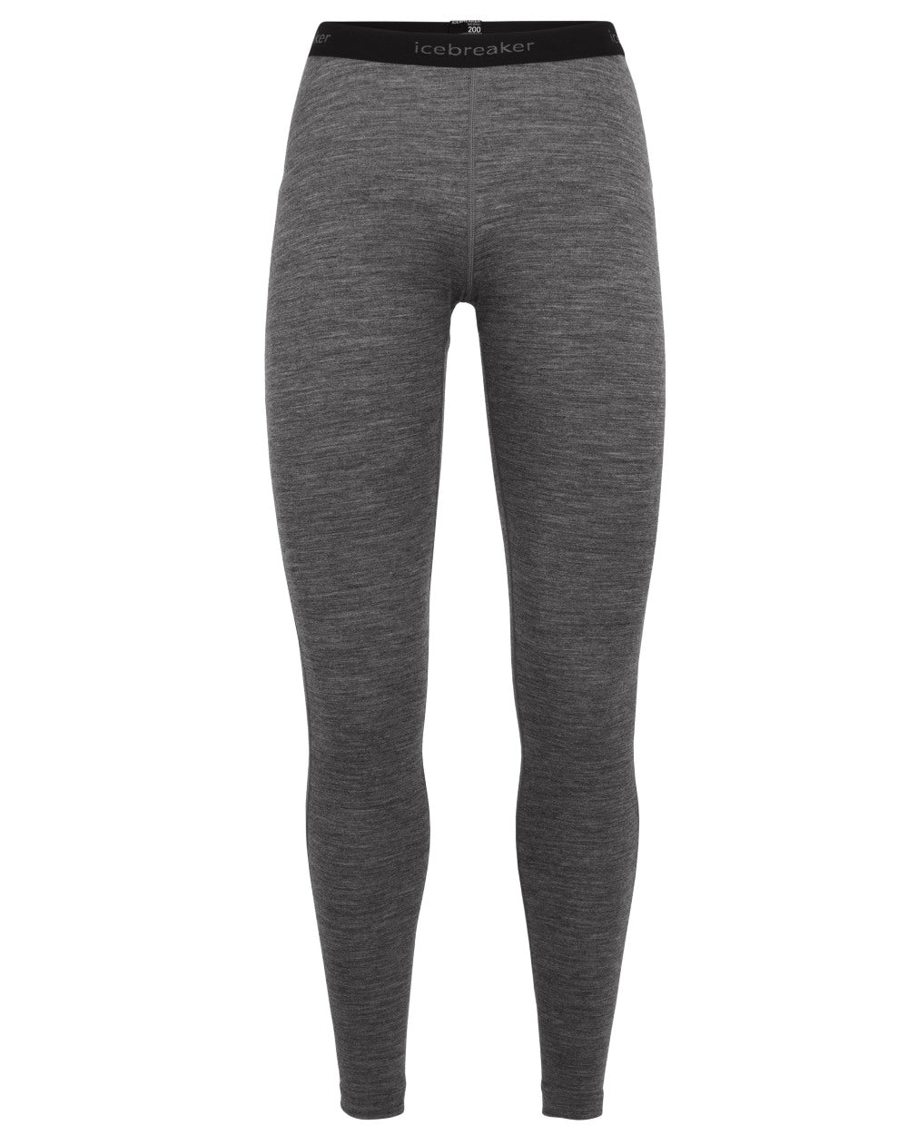 Gritstone Heather Coloured Icebreaker Womens Merino 200 Oasis Thermal Leggings on white background 