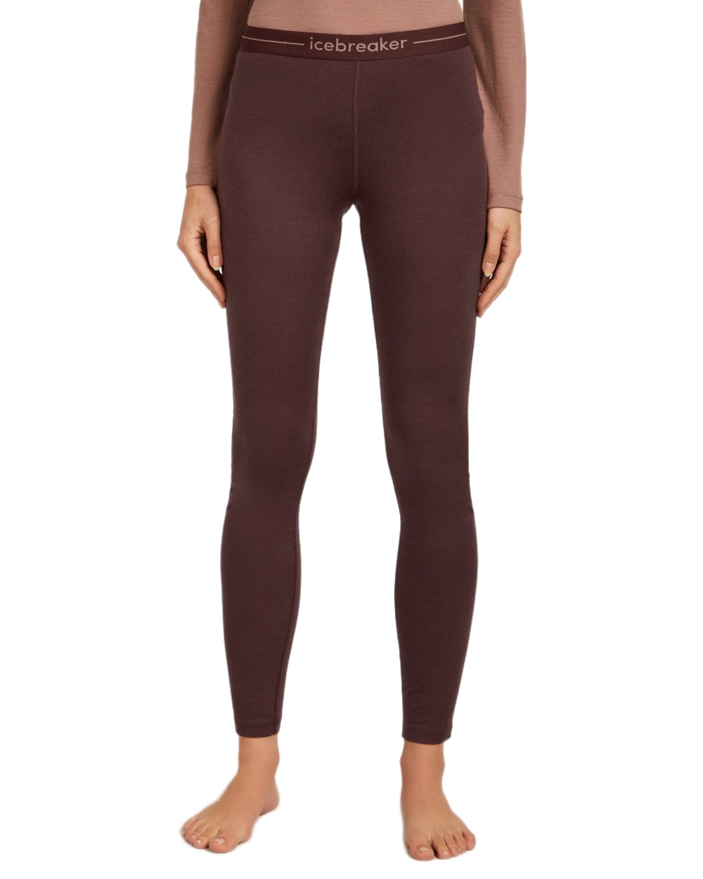 Java Coloured Icebreaker Womens Merino 200 Oasis Thermal Leggings on white background 