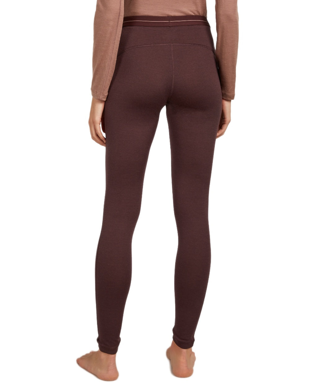 Java Coloured Icebreaker Womens Merino 200 Oasis Thermal Leggings on white background 