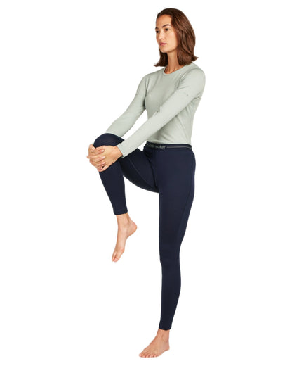 Midnight Navy Coloured Icebreaker Merino Womens 260 Tech Thermal Leggings on white background 