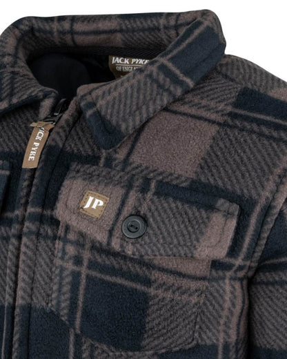 Brown Check Coloured Jack Pyke Childrens Tundra Shirt on white background 