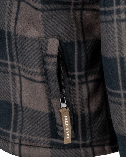 Brown Check Coloured Jack Pyke Childrens Tundra Shirt on white background 