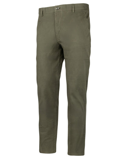 Khaki Olive coloured Jack Pyke Chino Trousers on white background 