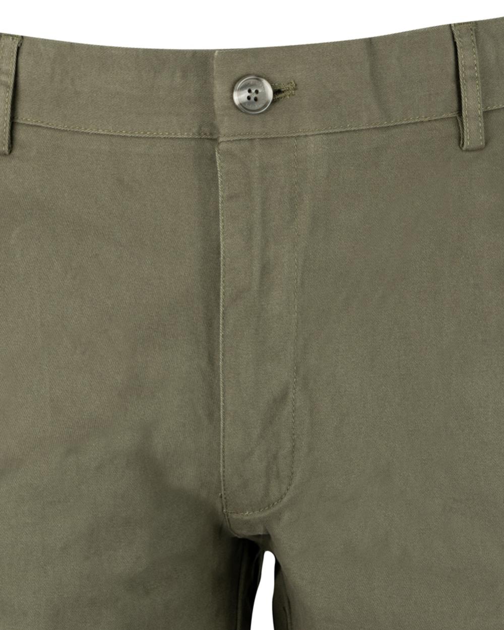 Khaki Olive coloured Jack Pyke Chino Trousers on white background 