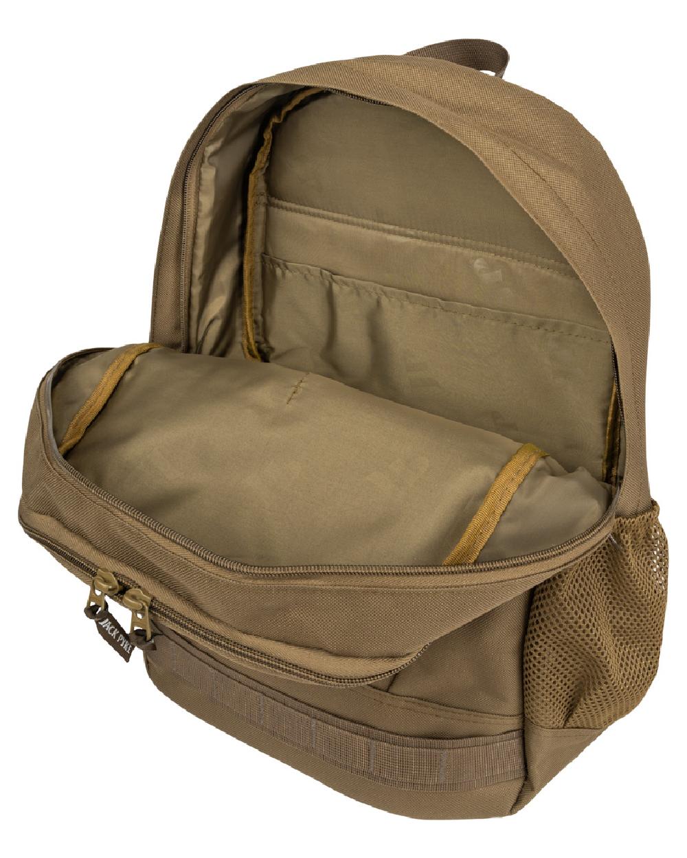 Olive Brown coloured Jack Pyke Falcon Rucksack on white background 