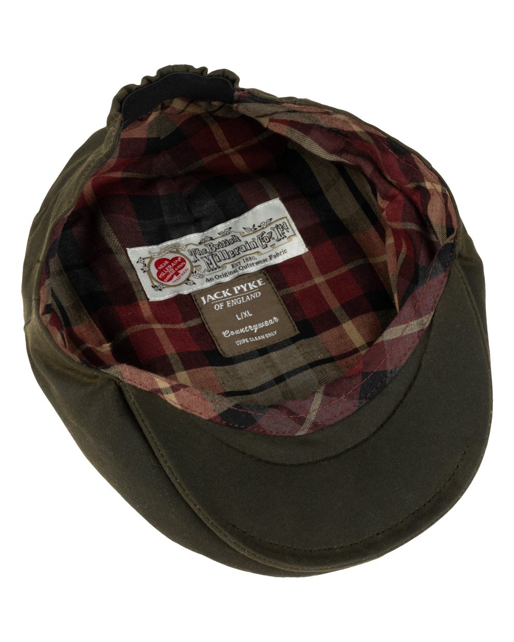 Green coloured Jack Pyke Junior Wax Flat Cap on white background 