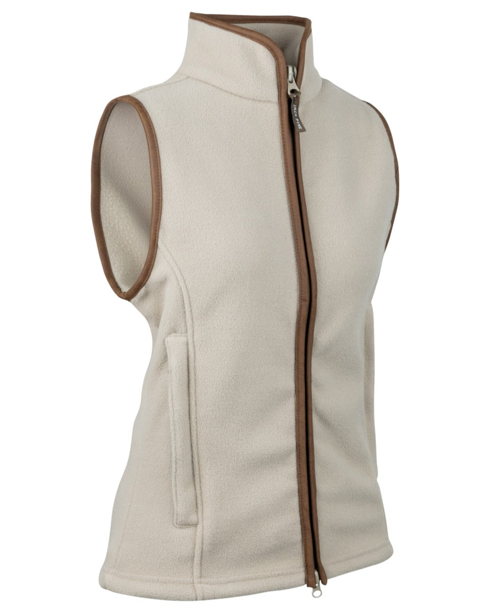 Mushroom coloured Jack Pyke Ladies Countryman Fleece Gilet on white background 