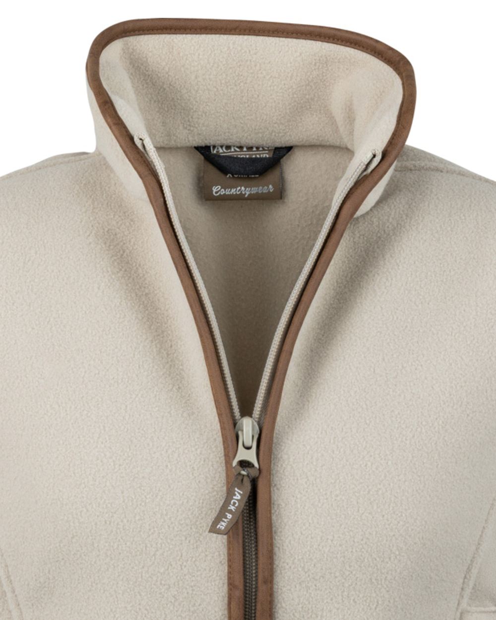 Mushroom coloured Jack Pyke Ladies Countryman Fleece Gilet on white background 