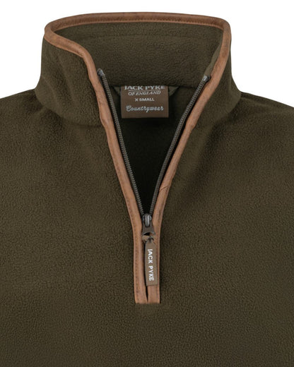 Dark Olive coloured Jack Pyke Ladies Fleece Pullover on white background 