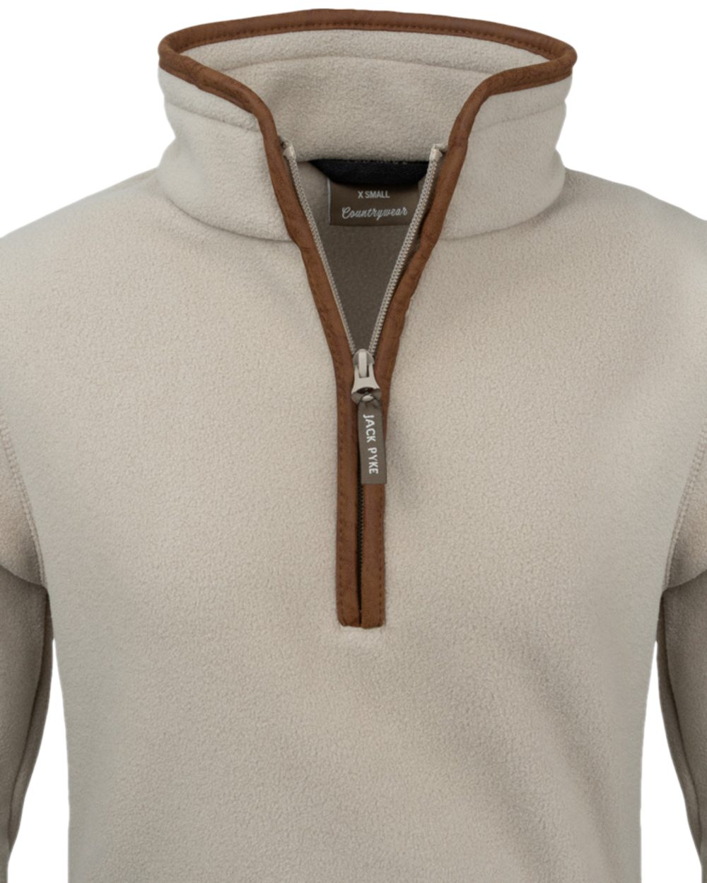 Mushroom Coloured Jack Pyke Ladies Fleece Pullover on white background 