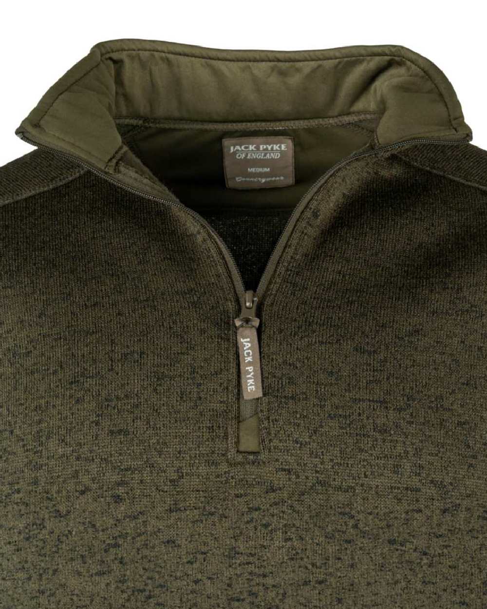 Green Fleck Coloured Jack Pyke Melange Quarter Zip Fleece On A White Background 