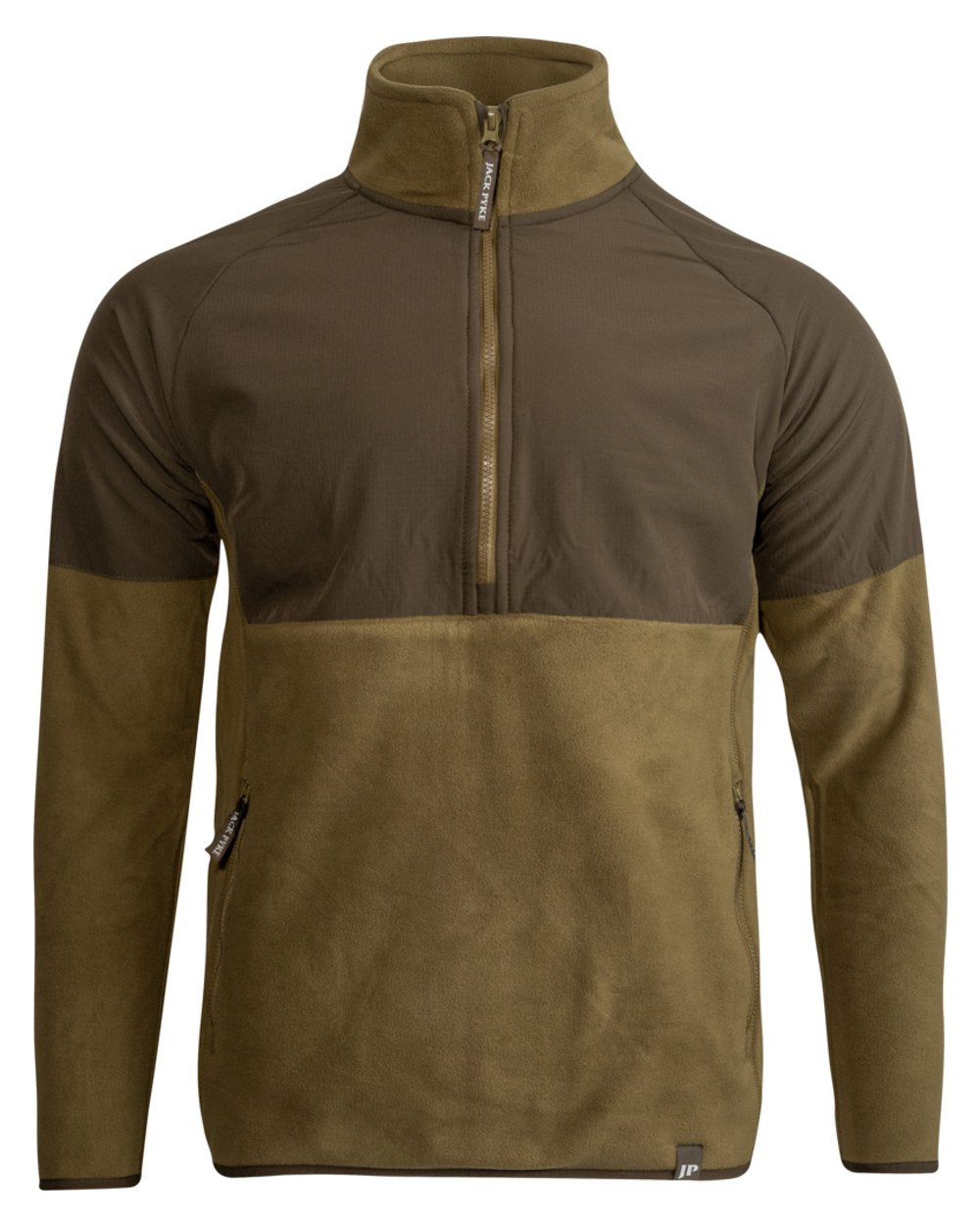 Dark Mustard Coloured Jack Pyke Mens Bleasdale Half Zip Fleece Top on white background 