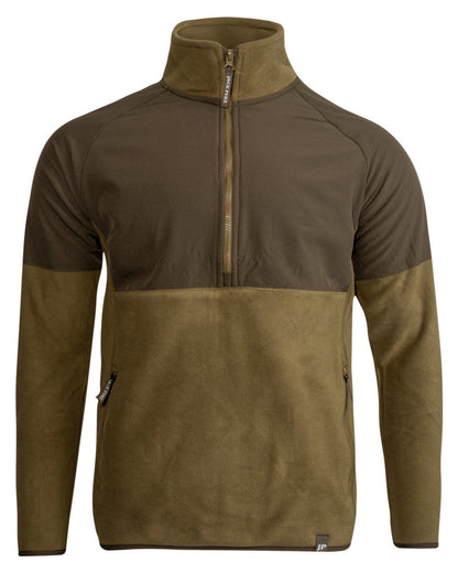 Dark Mustard Coloured Jack Pyke Mens Bleasdale Half Zip Fleece Top on white background 