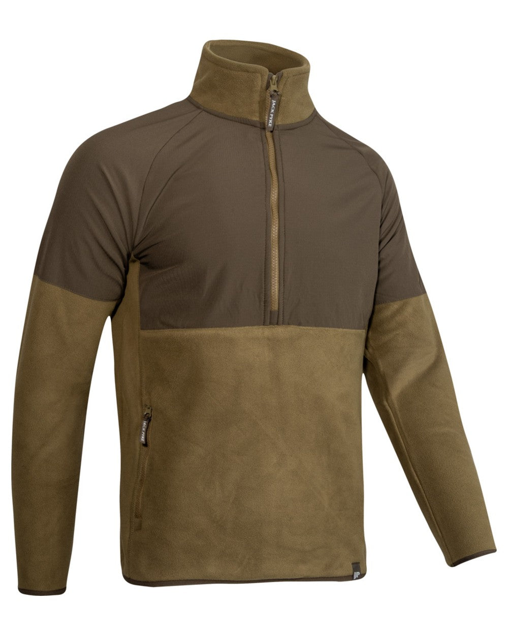 Dark Mustard Coloured Jack Pyke Mens Bleasdale Half Zip Fleece Top on white background 