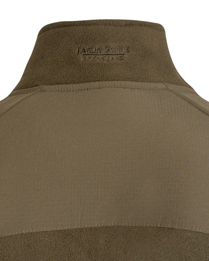 Dark Olive Coloured Jack Pyke Mens Bleasdale Half Zip Fleece Top on white background 