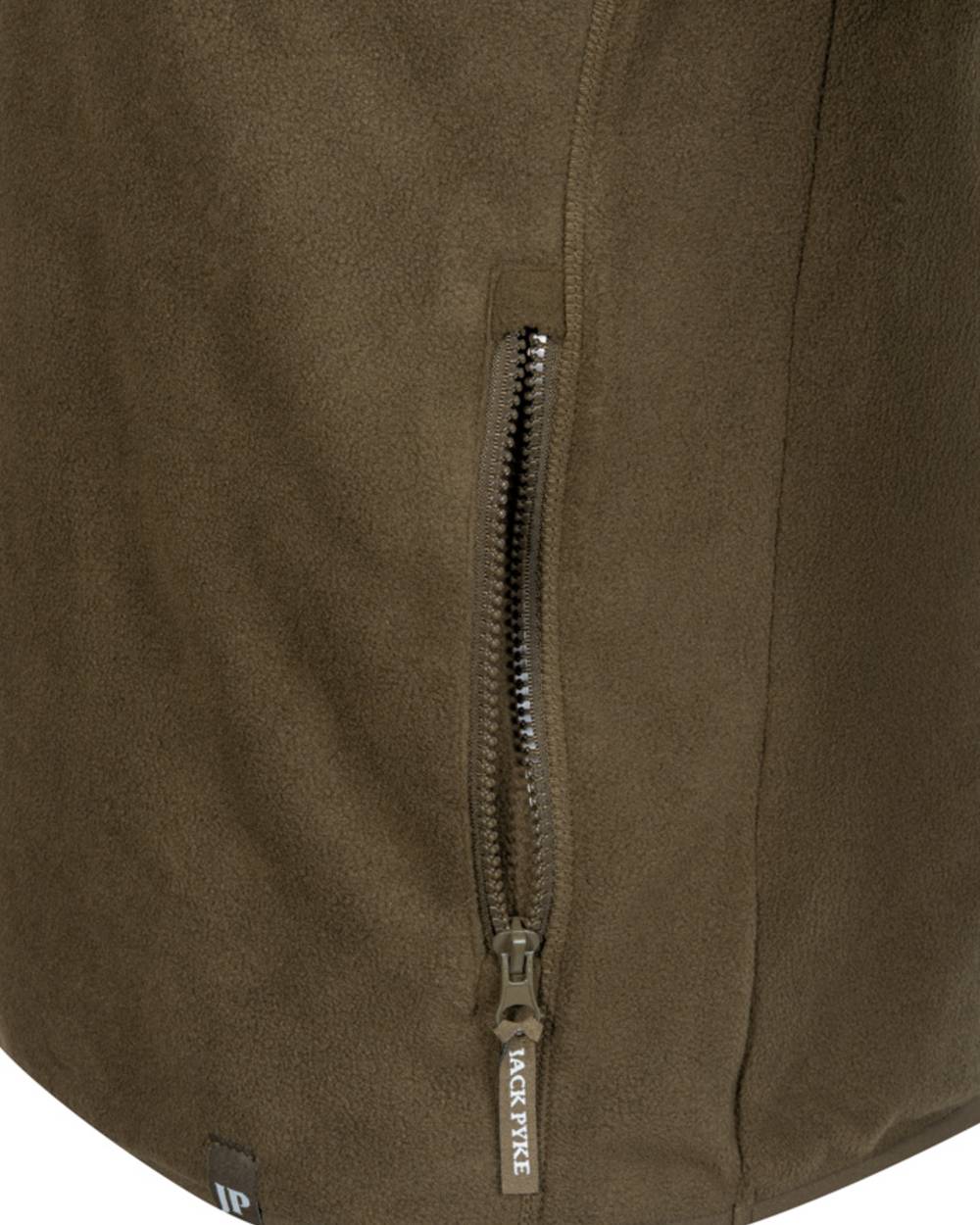 Dark Olive Coloured Jack Pyke Mens Bleasdale Half Zip Fleece Top on white background 