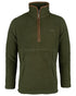 Olive Coloured Jack Pyke Mens Half Zip Sherpa Fleece Pullover on white background 