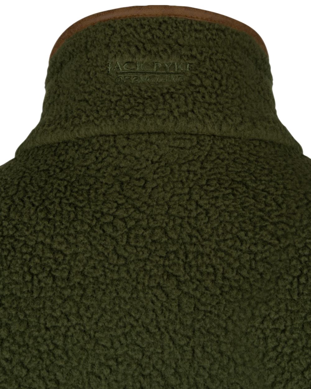 Olive Coloured Jack Pyke Mens Half Zip Sherpa Fleece Pullover on white background 