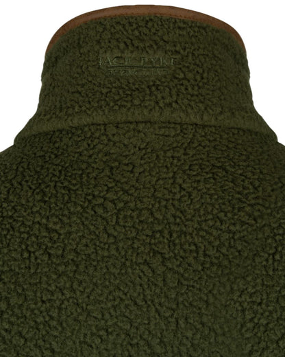 Olive Coloured Jack Pyke Mens Half Zip Sherpa Fleece Pullover on white background 