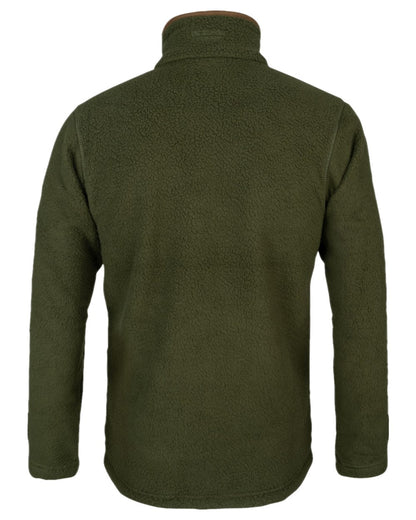Olive Coloured Jack Pyke Mens Half Zip Sherpa Fleece Pullover on white background 
