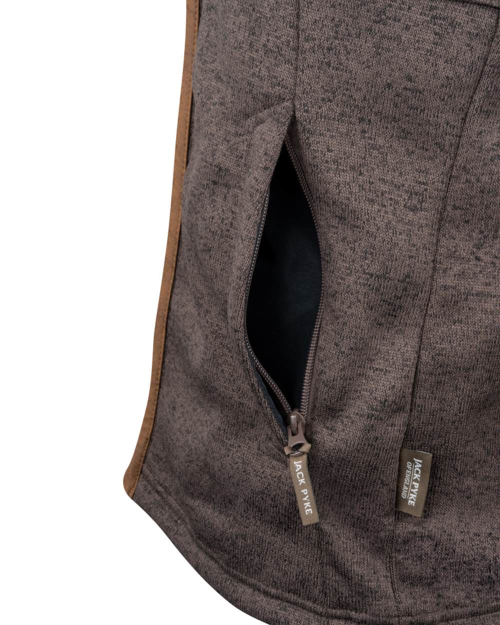 Brown Coloured Jack Pyke Mens Melange Fleece Gilet on white background 