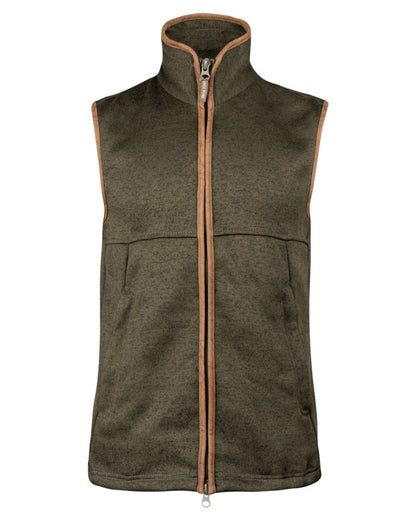 Dark Olive Coloured Jack Pyke Mens Melange Fleece Gilet on white background 