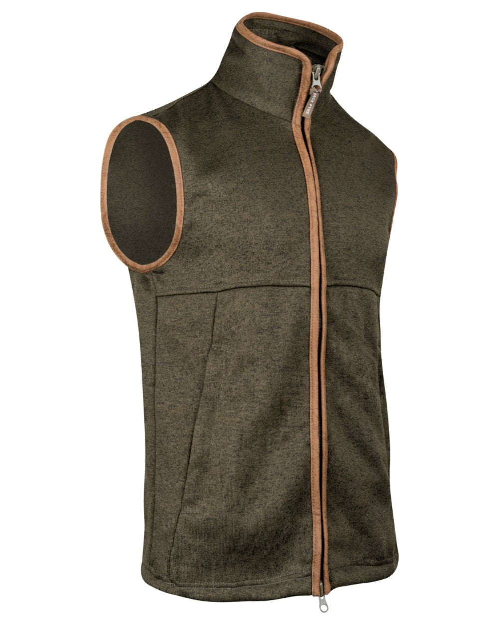 Dark Olive Coloured Jack Pyke Mens Melange Fleece Gilet on white background 