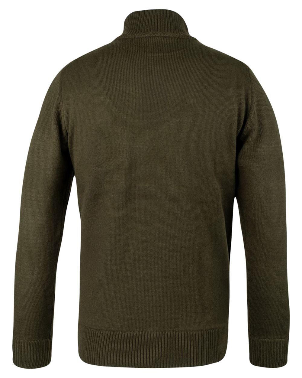 Olive Coloured Jack Pyke Mens Pheasant Zip Neck Pullover on white background 