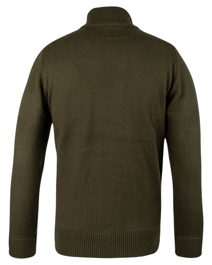 Olive Coloured Jack Pyke Mens Pheasant Zip Neck Pullover on white background 