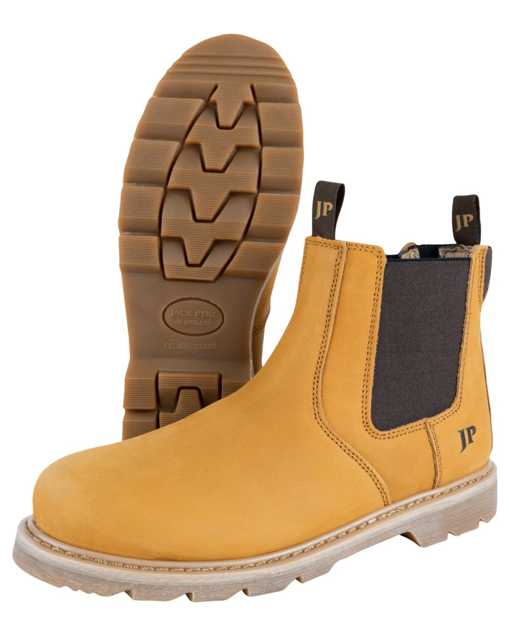 Honey coloured Jack Pyke Mens Safety Dealer Boots on white background 