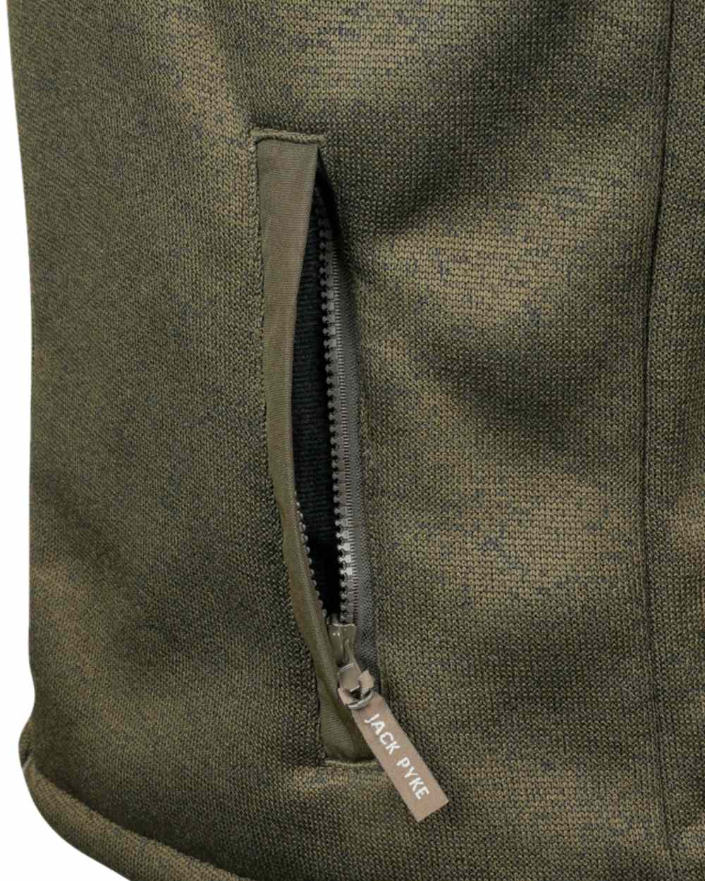 Dark Olive Coloured Jack Pyke Mens Scandinavian Fleece Jacket on white background 