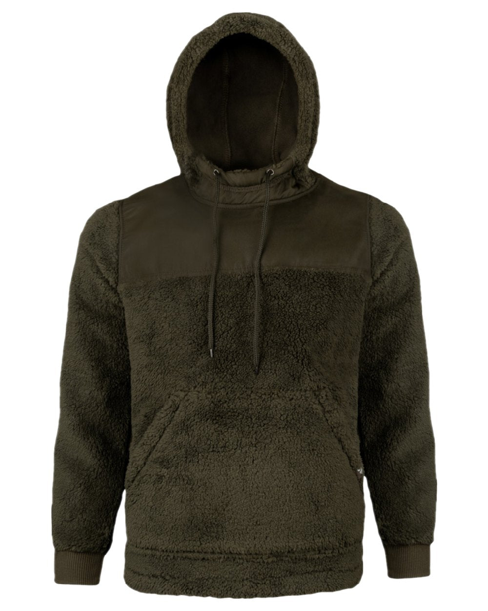Dark Olive Coloured Jack Pyke Mens Sherpa Fleece Hoodie Gen 2 on white background 