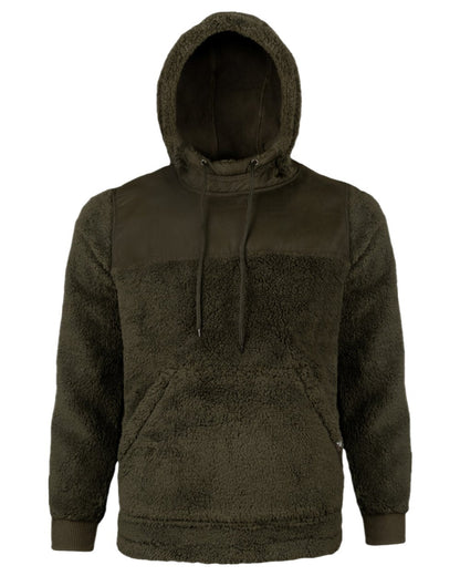 Dark Olive Coloured Jack Pyke Mens Sherpa Fleece Hoodie Gen 2 on white background 