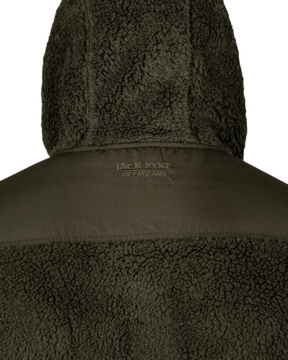 Dark Olive Coloured Jack Pyke Mens Sherpa Fleece Hoodie Gen 2 on white background 