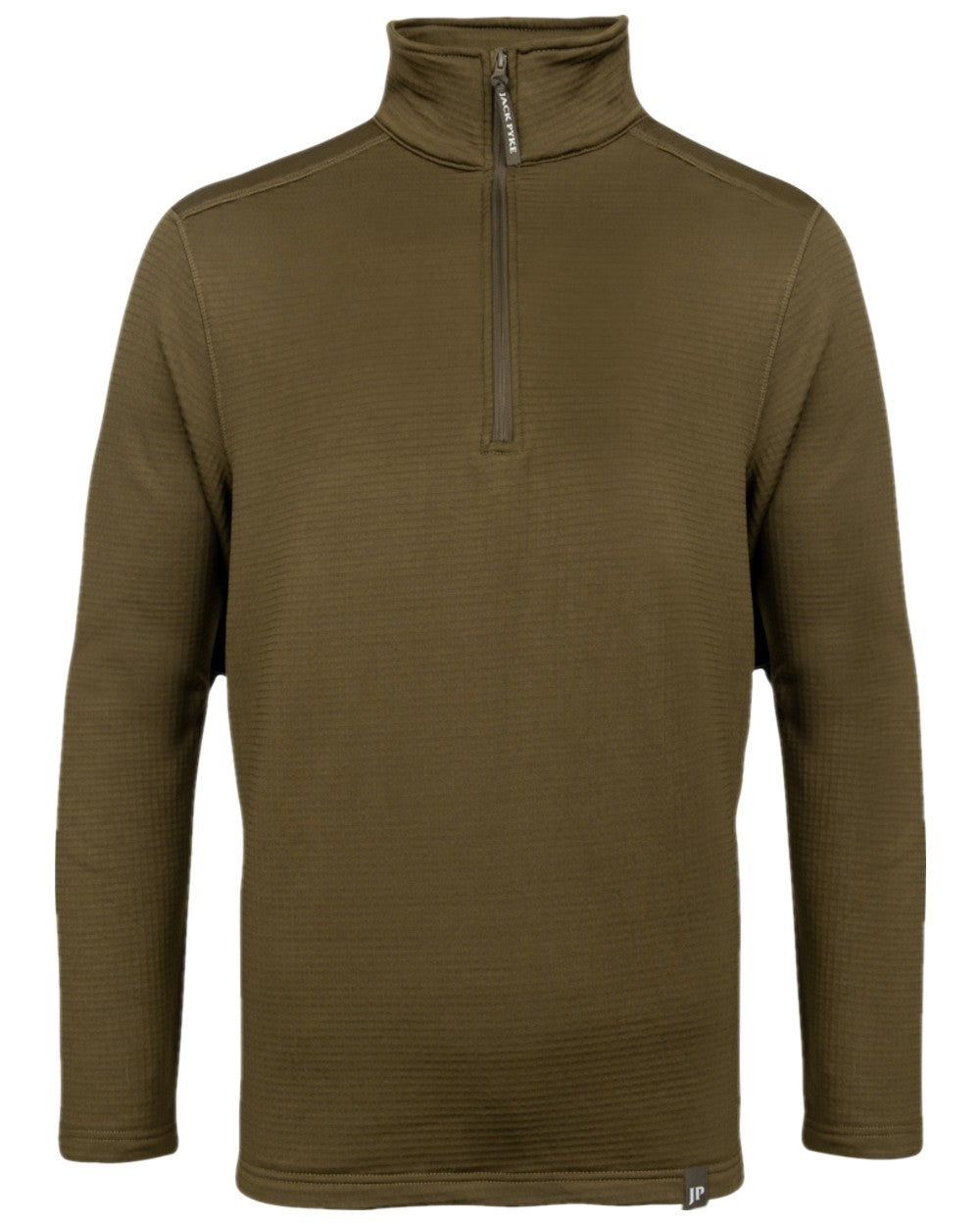 Olive Coloured Jack Pyke Mens Waffle Fleece Top on white background 