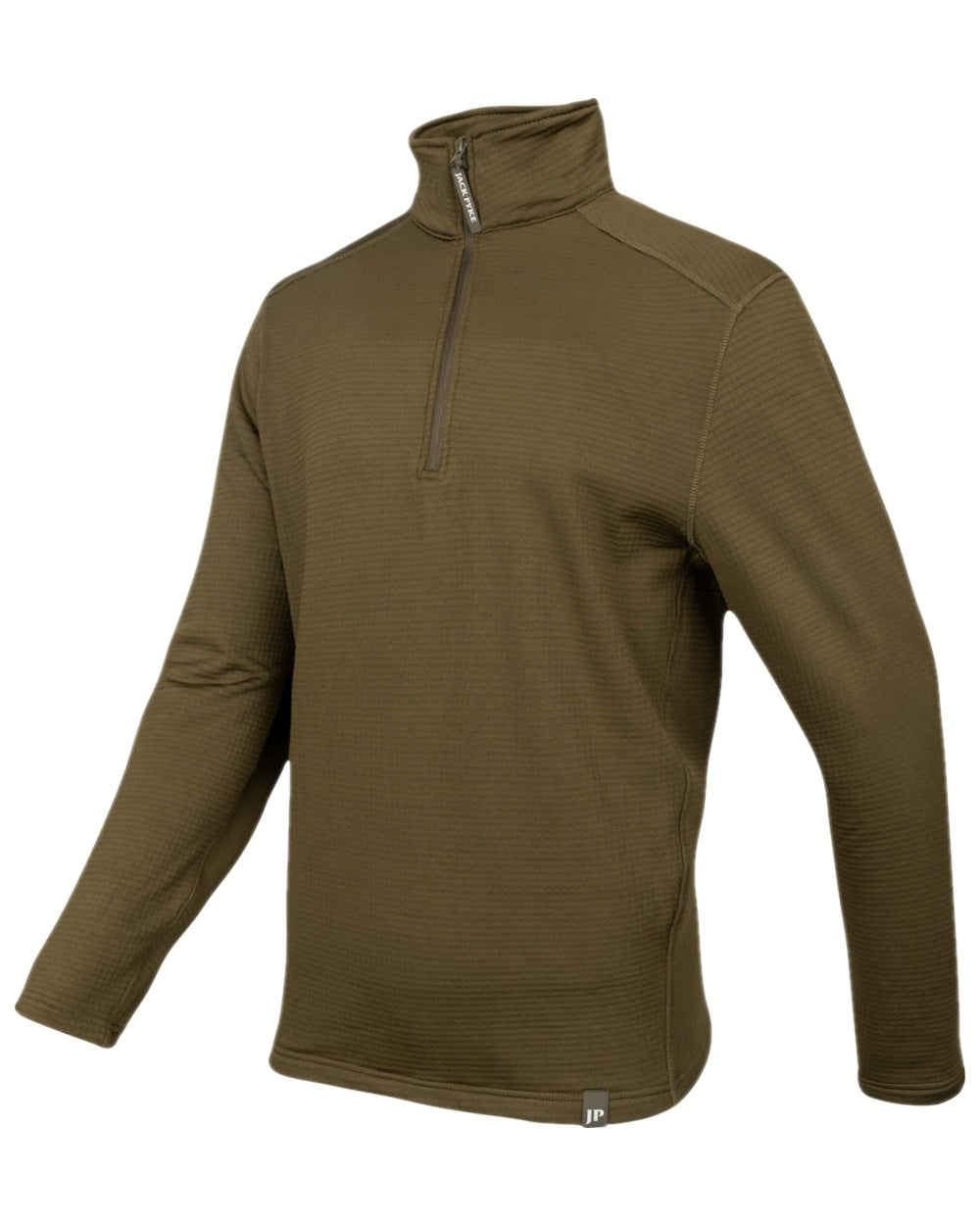 Olive Coloured Jack Pyke Mens Waffle Fleece Top on white background 