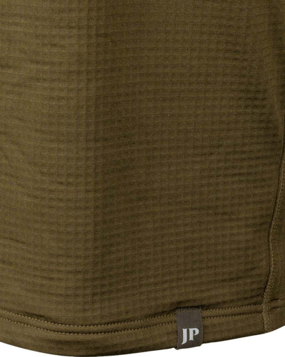 Olive Coloured Jack Pyke Mens Waffle Fleece Top on white background 