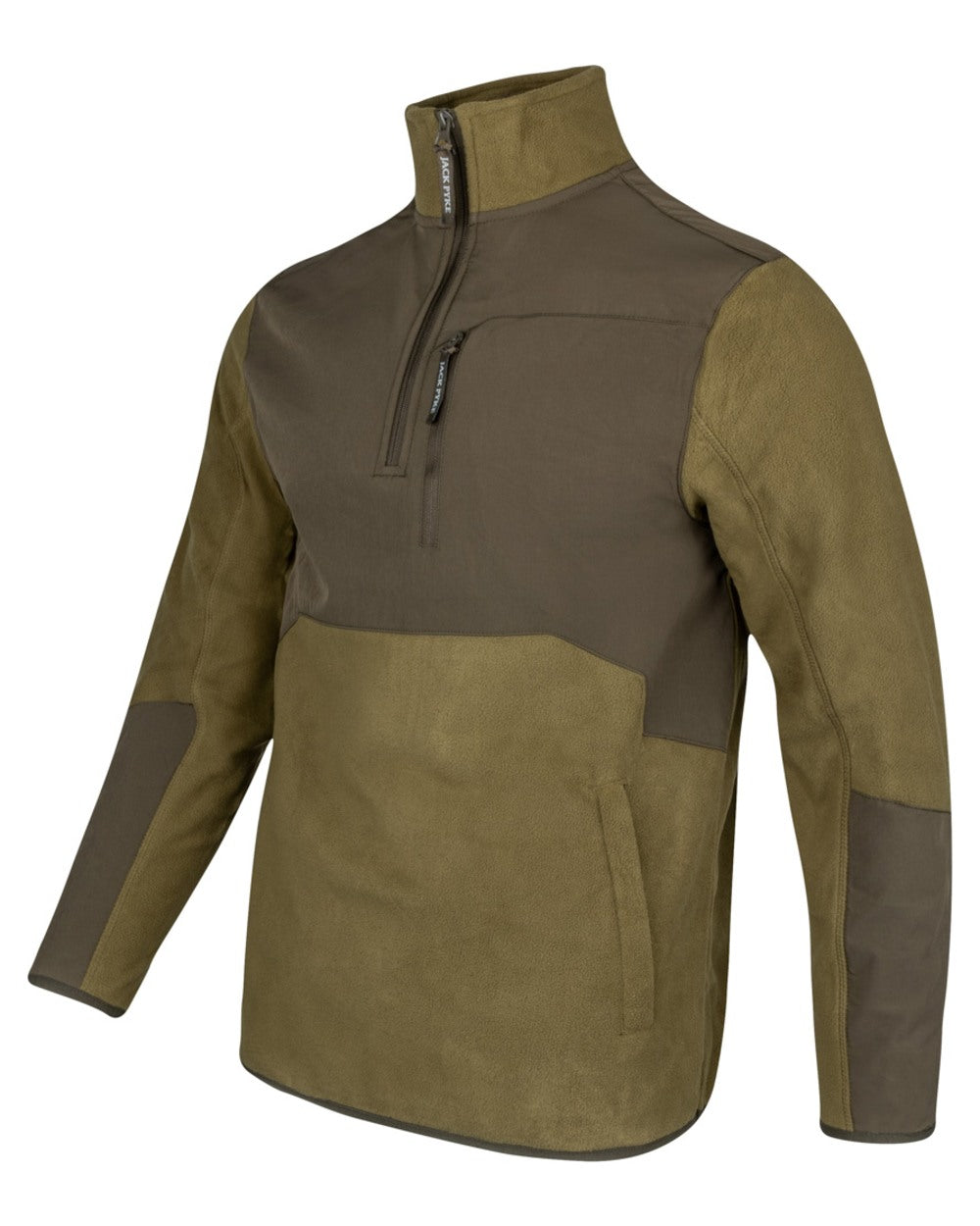 Dark Mustard coloured Jack Pyke Rannock Fleece Pullover on white background 