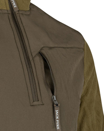 Dark Mustard coloured Jack Pyke Rannock Fleece Pullover on white background 