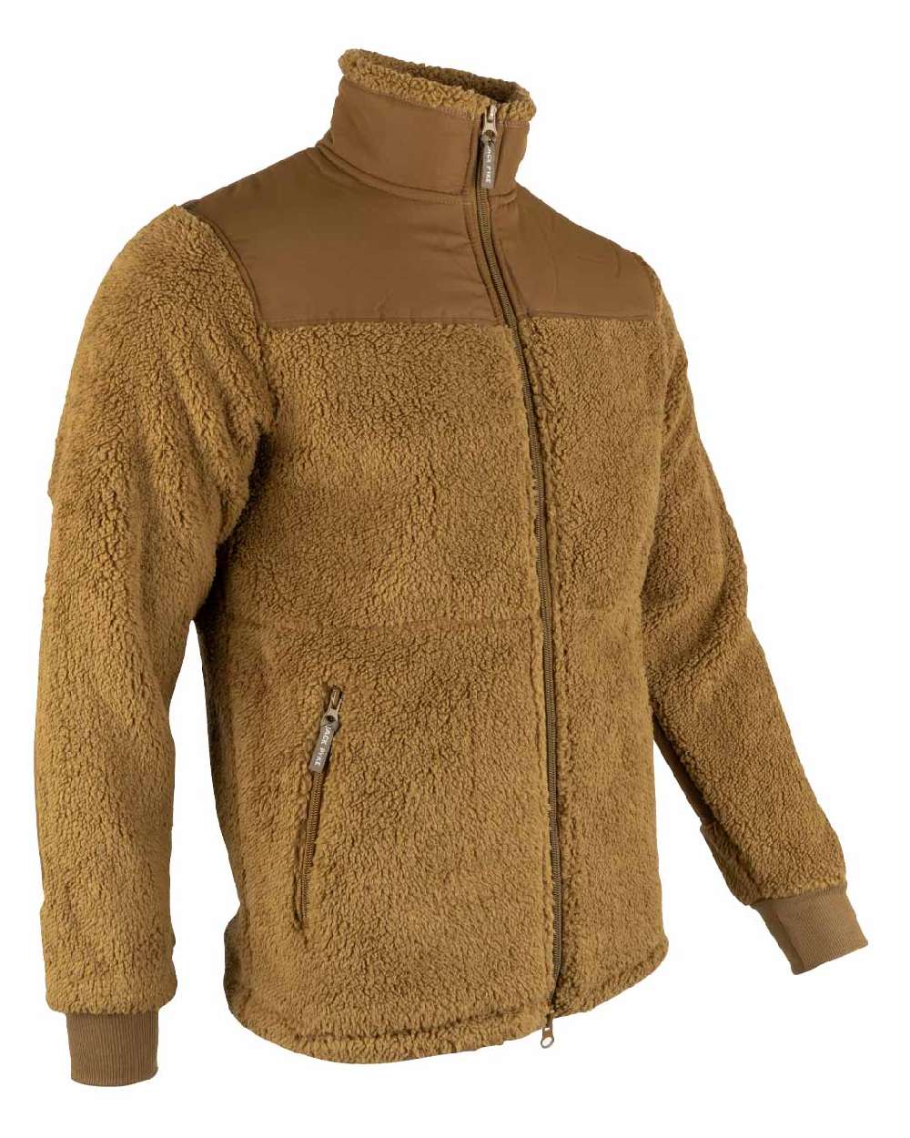 Camel coloured Jack Pyke Sherpa Fleece Jacket Gen 2 on white background 