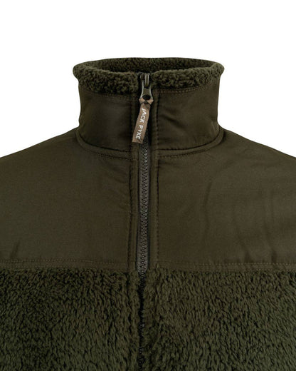 Dark Olive coloured Jack Pyke Sherpa Fleece Jacket Gen 2 on white background 