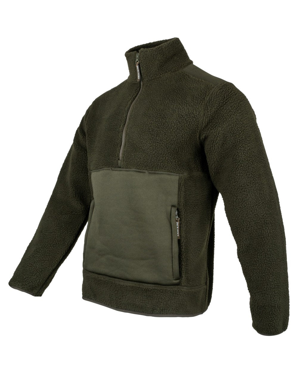 Dark Olive coloured Jack Pyke Sherpa Pullover on white background 