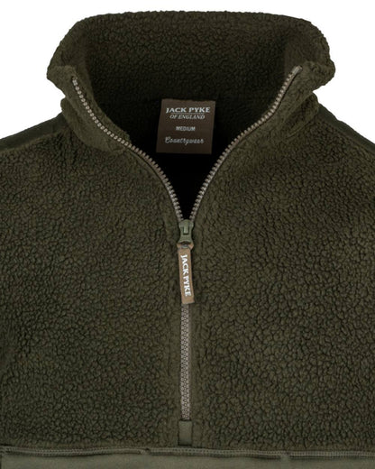 Dark Olive coloured Jack Pyke Sherpa Pullover on white background 