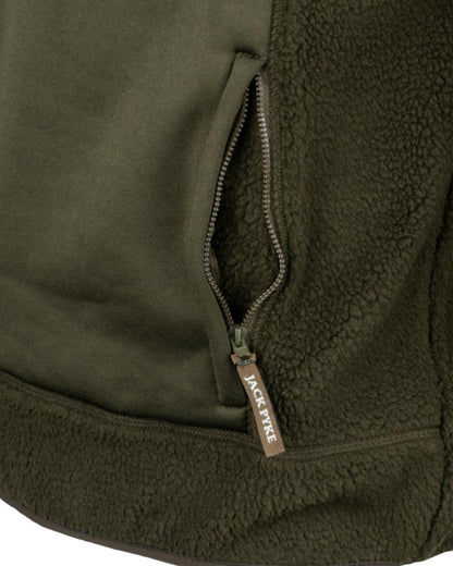 Dark Olive coloured Jack Pyke Sherpa Pullover on white background 