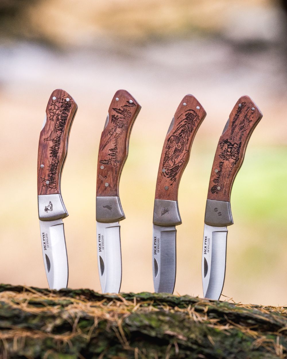 Deer style Jack Pyke Shires Knife Range on blurry background 